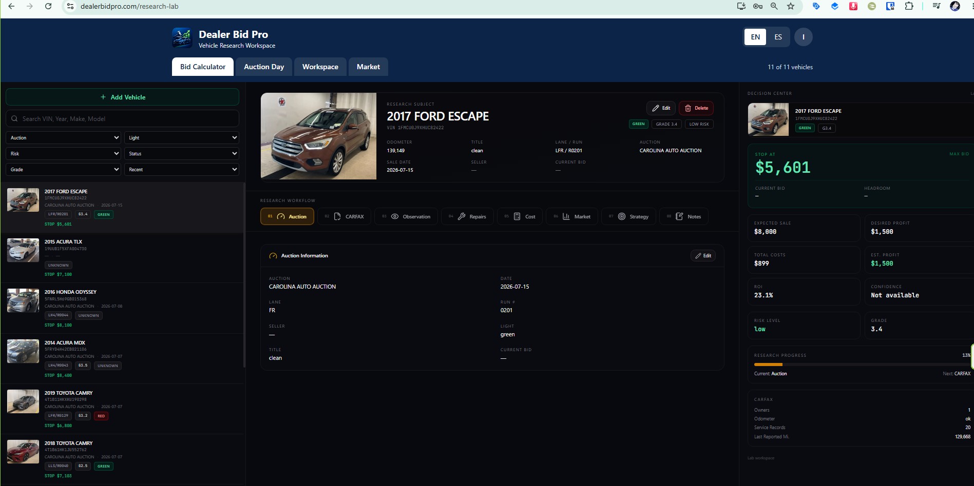 Dealer Bid Pro Bid Calculator